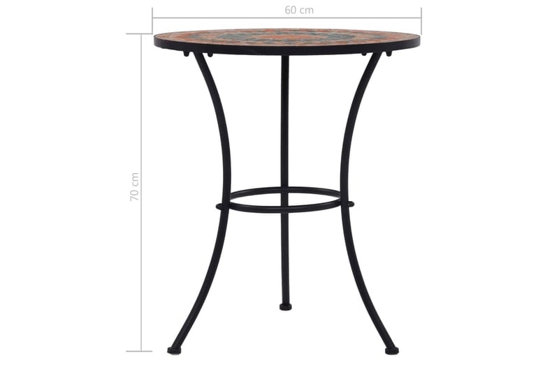 Mosaikkbistrobord oransje/grå 60 cm keramikk - Oransj - Hagemøbler - Hagebord - Sidebord