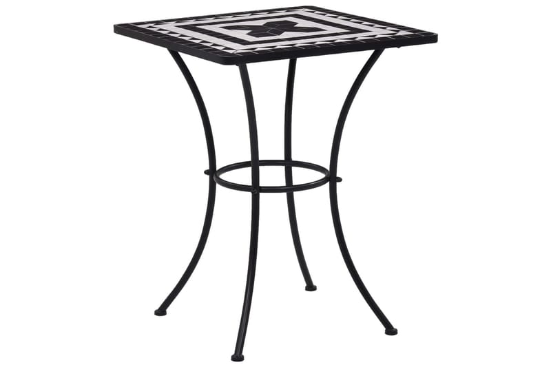 Mosaikkbistrobord svart og hvit 60 cm keramikk - Svart - Sidebord - Balkongbord