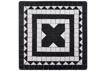 Mosaikkbistrobord svart og hvit 60 cm keramikk - Svart - Hagemøbler - Hagebord - Sidebord