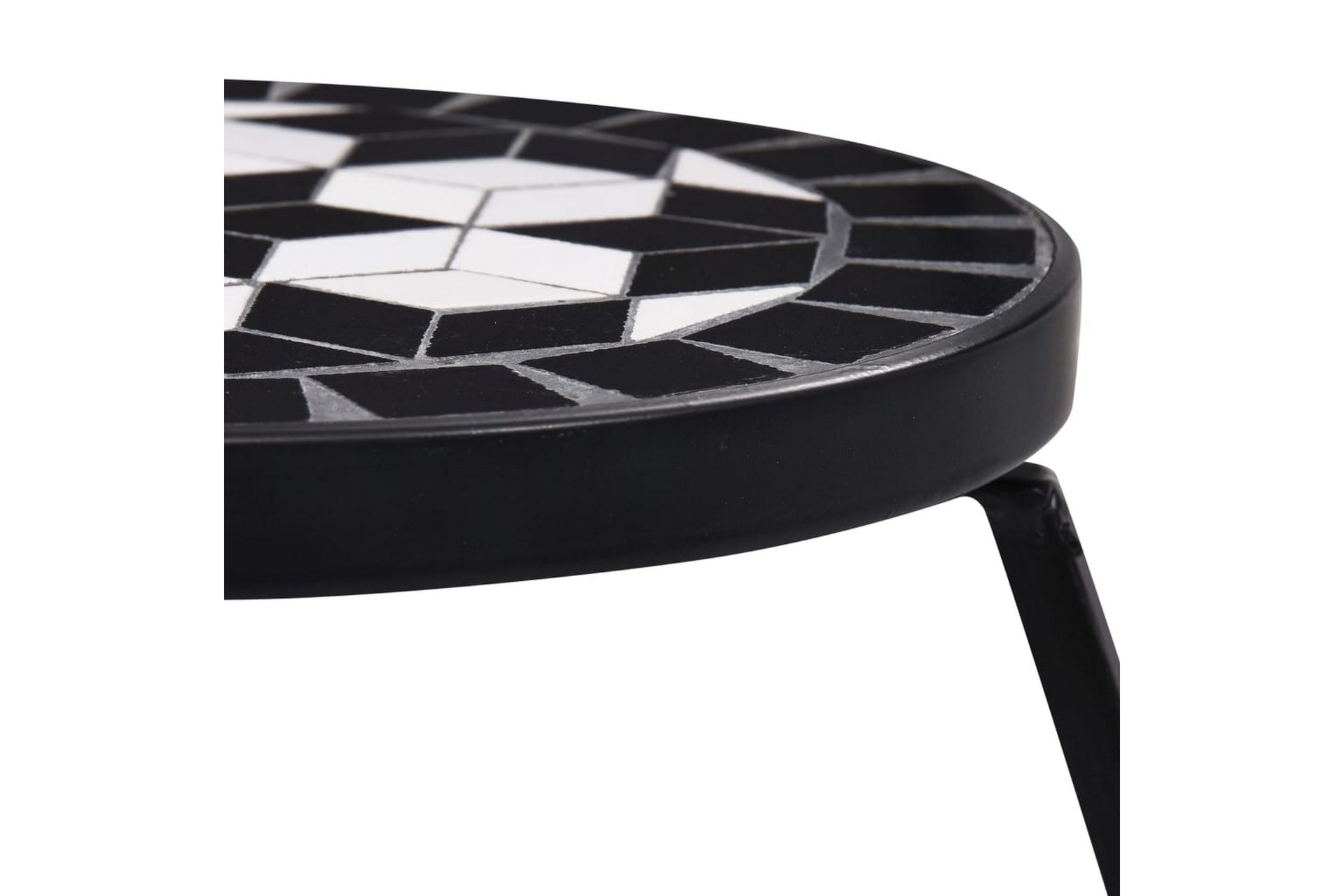 Mosaikkbord 3 stk svart og hvit keramikk - Svart - Hagemøbler - Hagebord - Sidebord