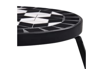 Mosaikkbord 3 stk svart og hvit keramikk - Svart - Hagemøbler - Hagebord - Sidebord