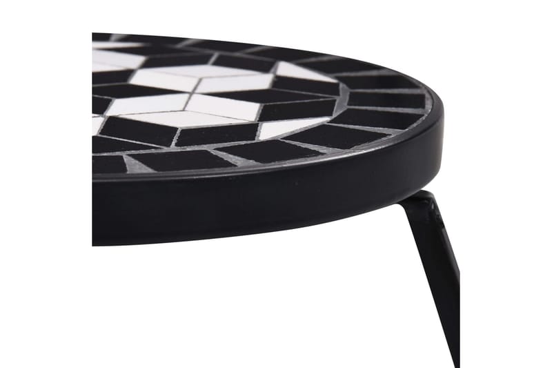 Mosaikkbord 3 stk svart og hvit keramikk - Svart - Sidebord - Balkongbord