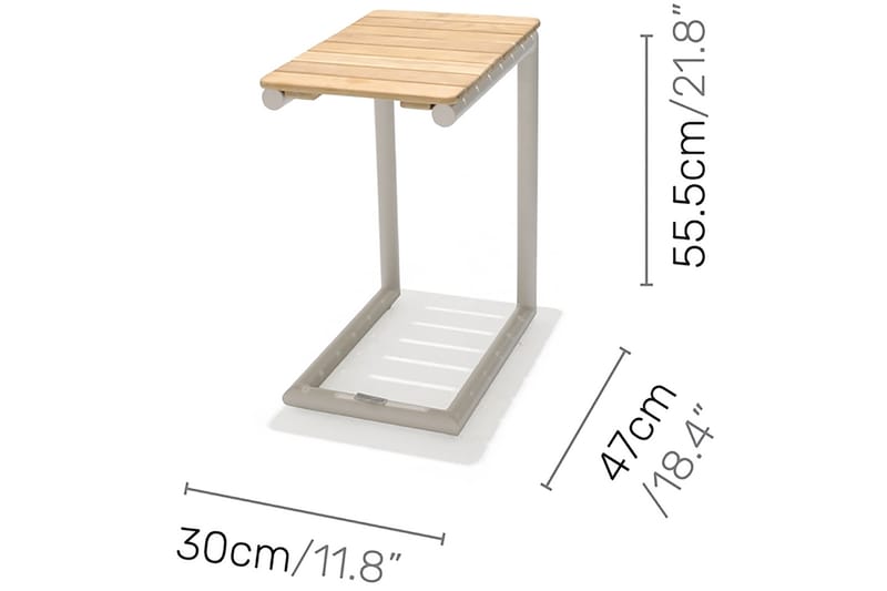 Portals Sidebord 47 cm - Hvit/Tre - Hagemøbler - Hagebord - Sidebord
