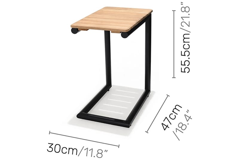 Portals Sidebord 47 cm - Svart/Tre - Hagemøbler - Hagebord - Sidebord