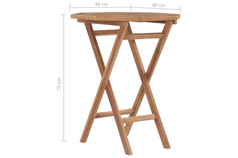 Sammenleggbart hagebord 60x60x75 cm heltre teak - Brun - Hagemøbler - Hagebord - Sidebord
