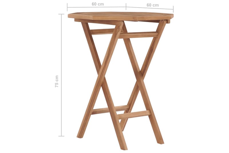 Sammenleggbart hagebord 60x60x75 cm heltre teak - Brun - Sidebord - Balkongbord