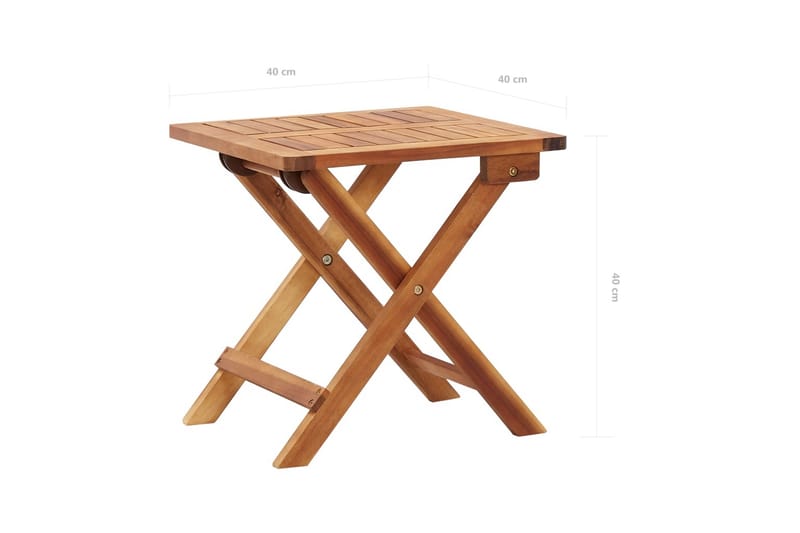 Sammenleggbart salongbord til hage 40x40x40cm heltre akasie - Brun - Hagemøbler - Hagebord - Sidebord