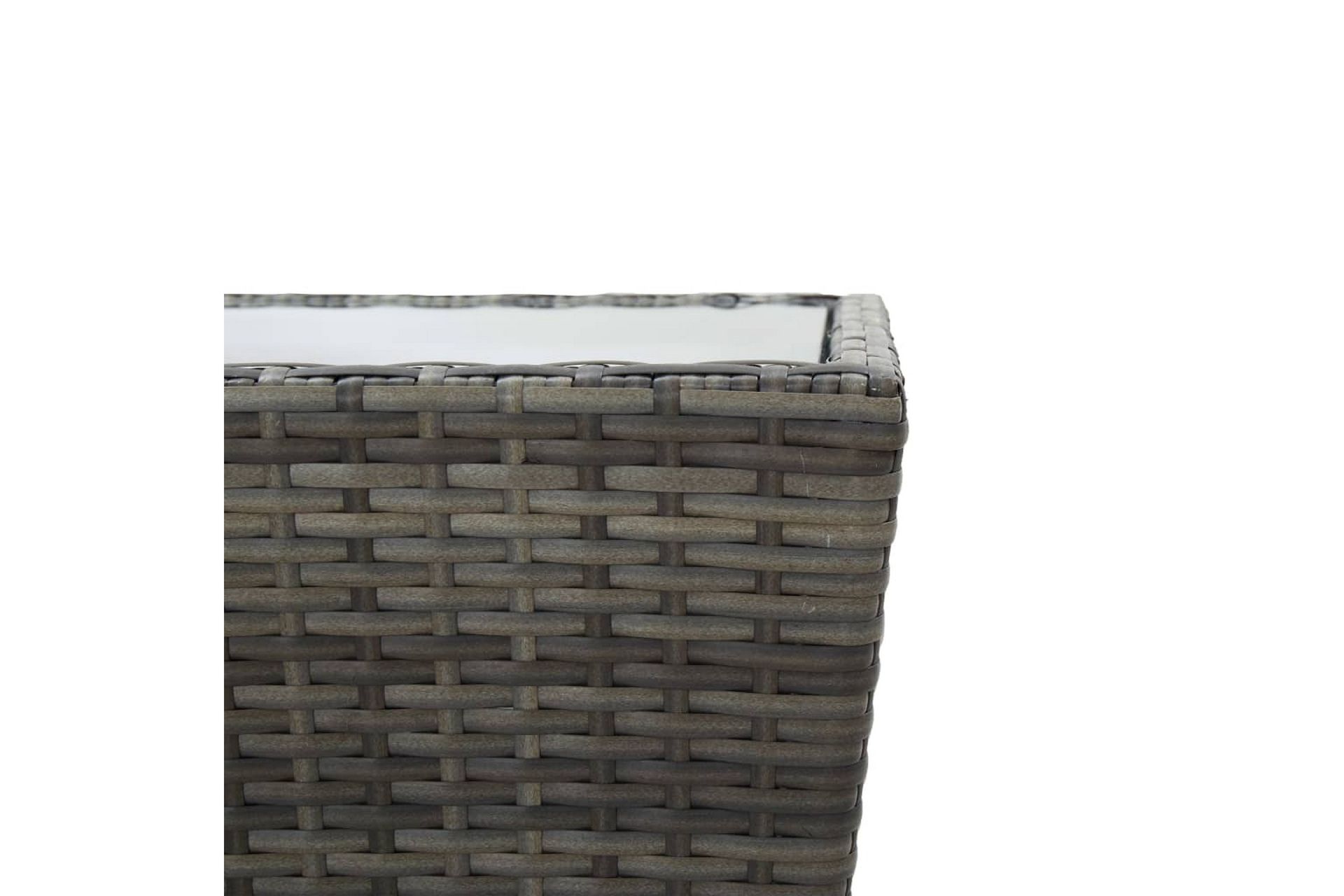 Tebord grå 41,5x41,5x43 cm polyrotting og herdet glass - Grå - Hagemøbler - Hagebord - Sidebord