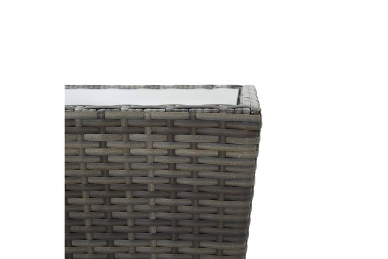 Tebord grå 41,5x41,5x43 cm polyrotting og herdet glass - Grå - Sidebord - Balkongbord