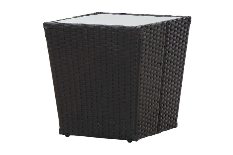 Tebord svart 41,5x41,5x43 cm polyrotting og herdet glass - Svart - Hagemøbler - Hagebord - Sidebord