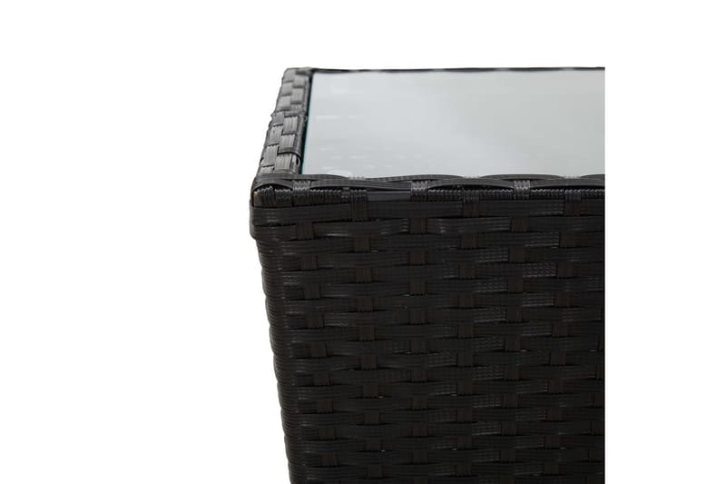 Tebord svart 41,5x41,5x43 cm polyrotting og herdet glass - Svart - Sidebord - Balkongbord