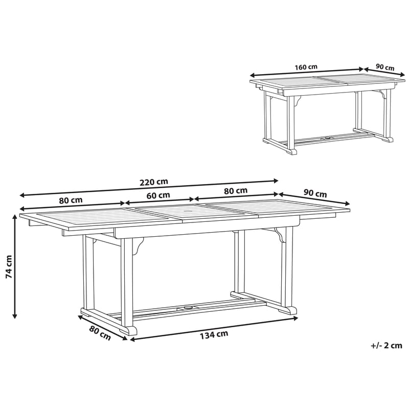 Spisebord Toscana 220 cm - Mørkerød - Hagemøbler - Hagebord - Spisebord ute