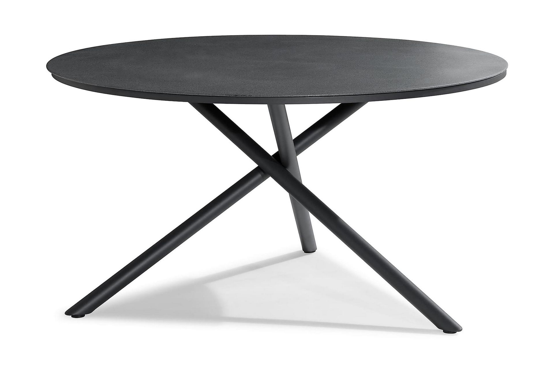 Alex Spisebord 140 cm Rundt - Svart/Grå Steinlook - Hagemøbler - Hagebord - Spisebord ute