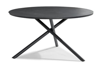 Alex Spisebord 140 cm Rundt - Svart/Grå Steinlook - Hagemøbler - Hagebord - Spisebord ute