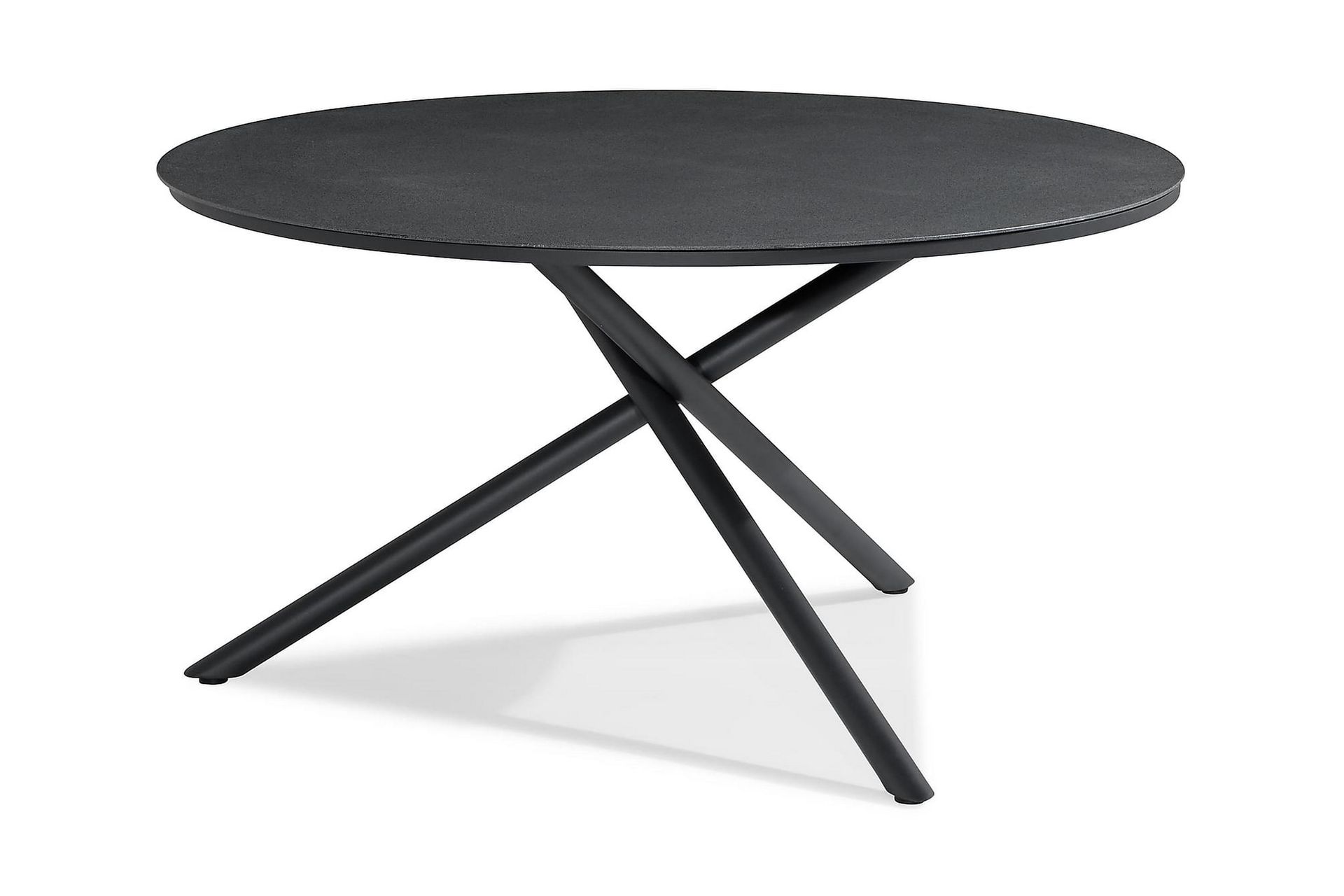Alex Spisebord 140 cm Rundt - Svart/Grå Steinlook - Hagemøbler - Hagebord - Spisebord ute