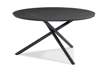 Alex Spisebord 140 cm Rundt - Svart/Grå Steinlook - Hagemøbler - Hagebord - Spisebord ute
