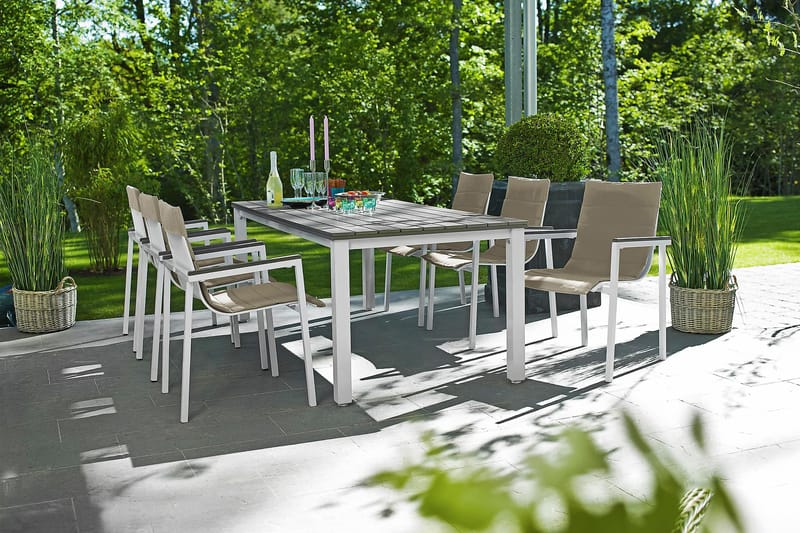 Arlov BORD 90X200 cm - HVit/grå - Hagemøbler - Hagebord - Spisebord ute