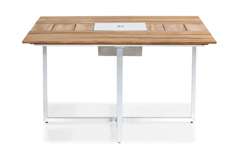 Båstad Spisebord 140x140 cm - Teak/Børstet Aluminium - Spisebord ute