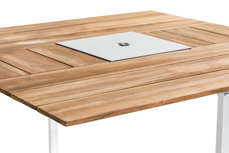 Båstad Spisebord 140x140 cm - Teak/Børstet Aluminium - Spisebord ute
