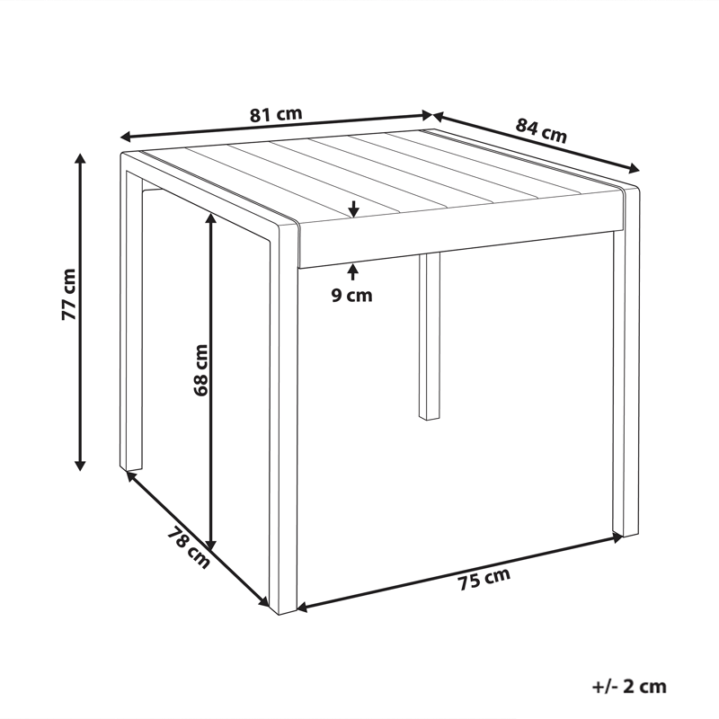 Spisebord utendørs Bartica 81x84 cm - Grå - Hagemøbler - Hagebord - Spisebord ute