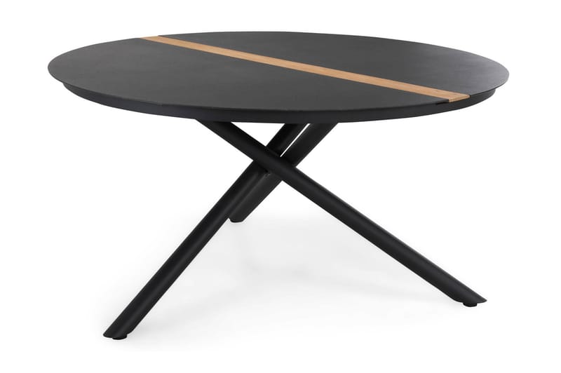 Bastian Spisebord 140 cm Rundt - Svart/Teak - Hagemøbler - Hagebord - Spisebord ute