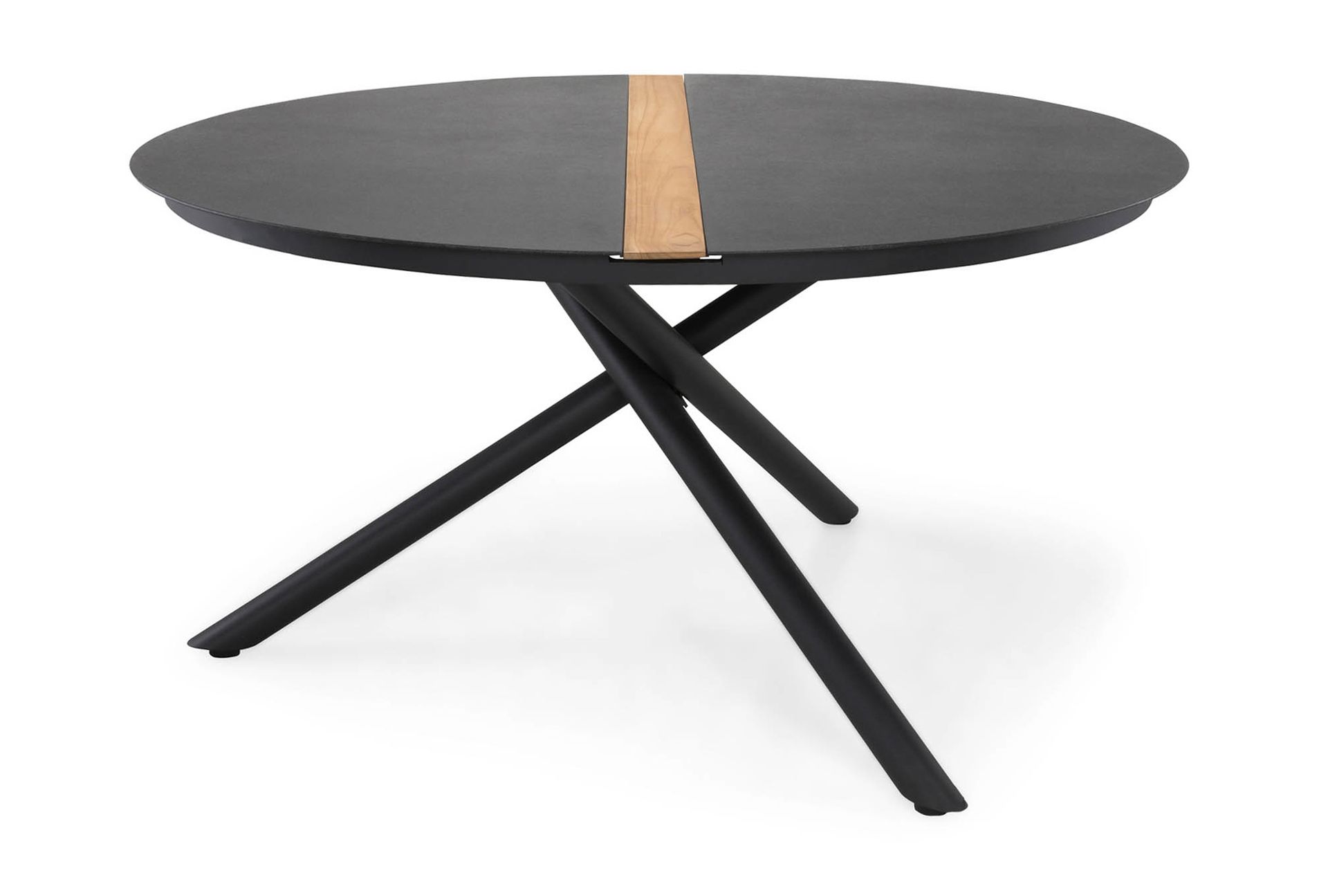 Bastian Spisebord 140 cm Rundt - Svart/Teak - Hagemøbler - Hagebord - Spisebord ute