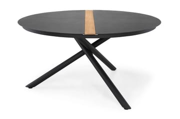 Bastian Spisebord 140 cm Rundt - Svart/Teak - Hagemøbler - Hagebord - Spisebord ute