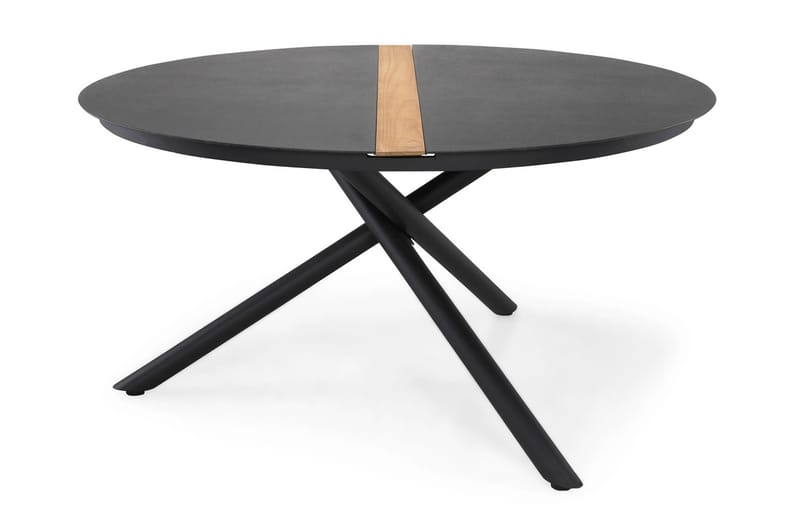 Bastian Spisebord 140 cm Rundt - Svart/Teak - Hagemøbler - Hagebord - Spisebord ute