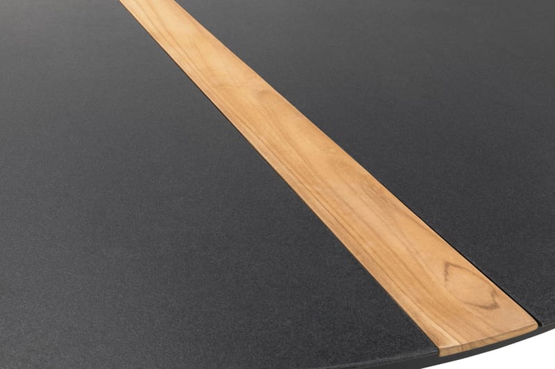 Bastian Spisebord 140 cm Rundt - Svart/Teak - Hagemøbler - Hagebord - Spisebord ute