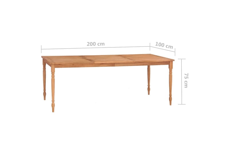 Bataviabord 200x100x75 cm heltre teak - Brun - Hagemøbler - Hagebord - Spisebord ute