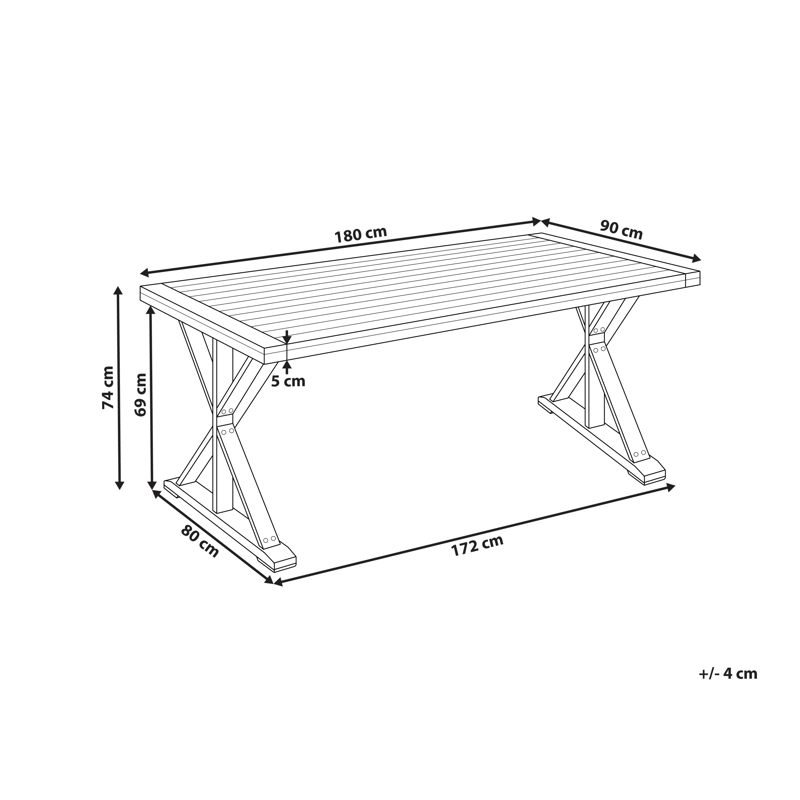 Spisebord utendørs Calabritto 90 cm 180 cm akasietre - Brun - Hagemøbler - Hagebord - Spisebord ute