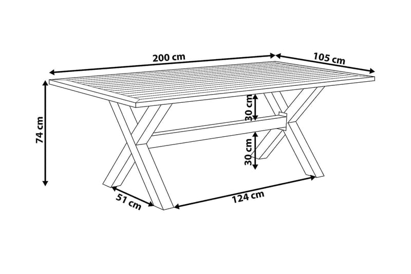 Cascais Hagebord 200 cm - Grå - Hagemøbler - Hagebord - Spisebord ute