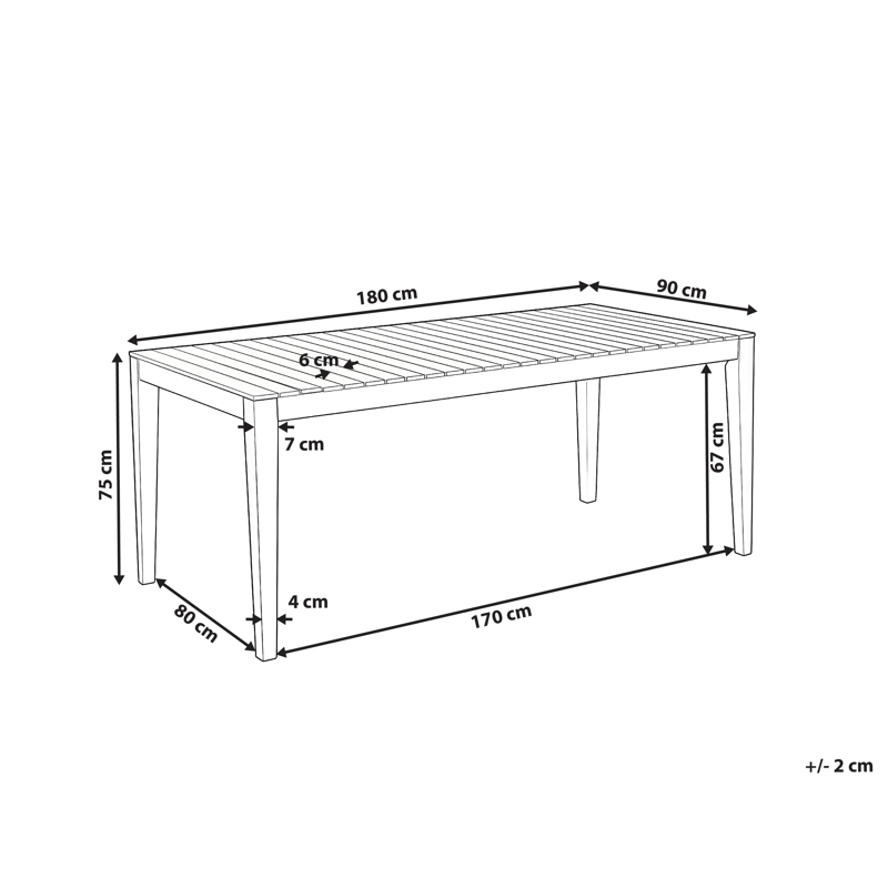 Spisebord utendørs Chioggia 90x180 cm akasietre - Brun - Hagemøbler - Hagebord - Spisebord ute
