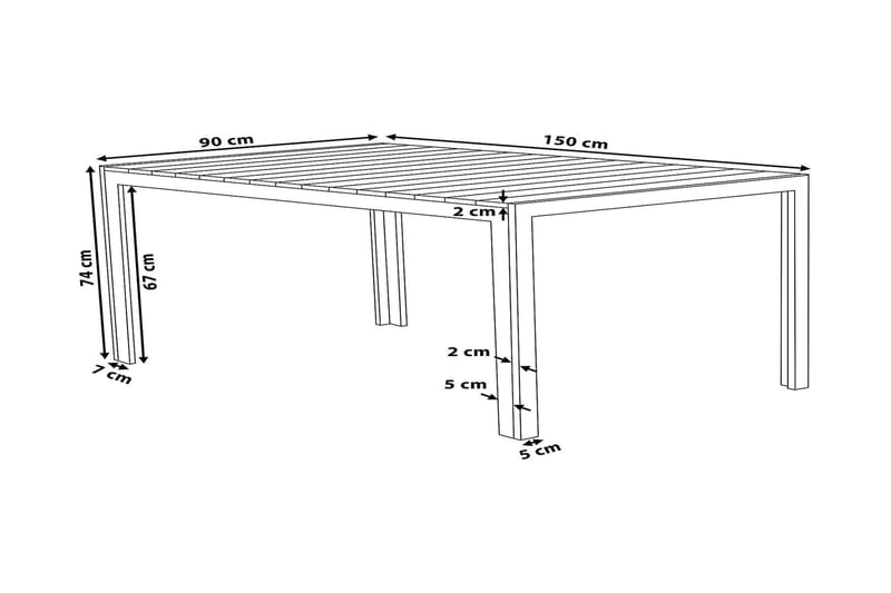 Como Bord 150 cm - Grå - Spisebord ute