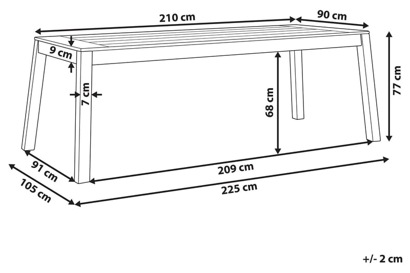 Coteto Spisebord 210 cm - Akasie - Hagemøbler - Hagebord - Spisebord ute