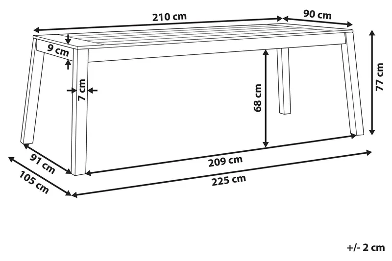Coteto Spisebord 210 cm - Akasie - Hagemøbler - Hagebord - Spisebord ute