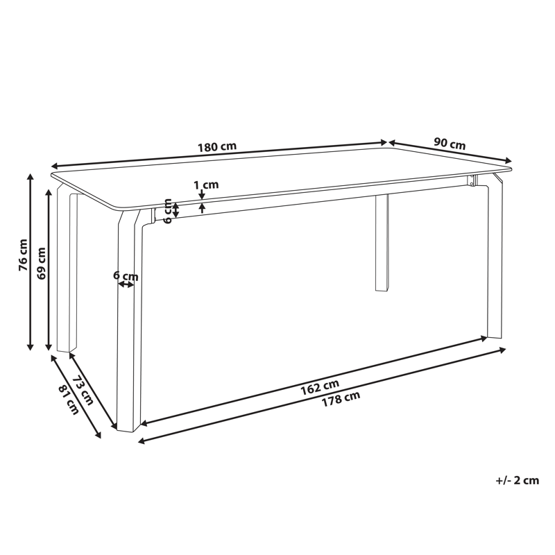 Spisebord utendørs Feletto 90x180 cm Stein - Grå/Svart - Hagemøbler - Hagebord - Spisebord ute