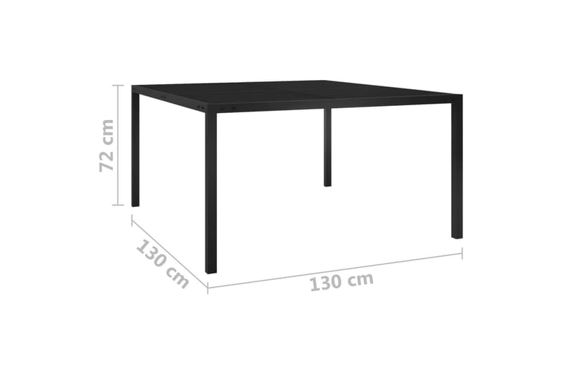 Hagebord 130x130x72 cm stål og glass svart - Svart - Hagemøbler - Hagebord - Spisebord ute