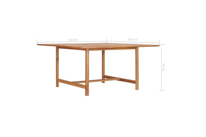 Hagebord 150x150x76 cm heltre teak - Brun - Spisebord ute