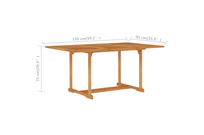 Hagebord 150x90x75 cm heltre teak - Hagemøbler - Hagebord - Spisebord ute
