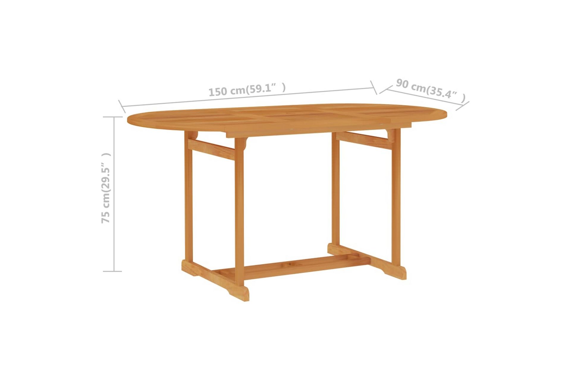 Hagebord 150x90x75 cm heltre teak - Hagemøbler - Hagebord - Spisebord ute