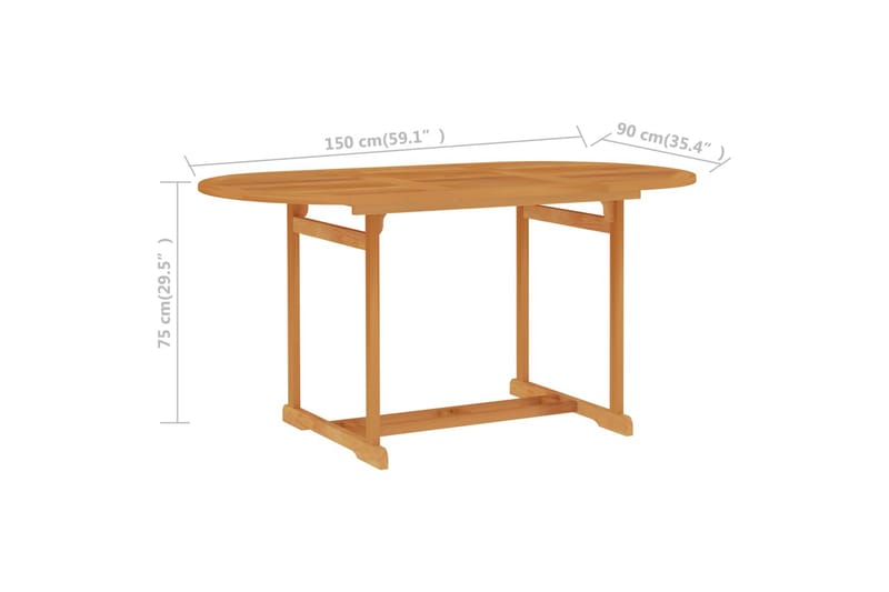 Hagebord 150x90x75 cm heltre teak - Hagemøbler - Hagebord - Spisebord ute