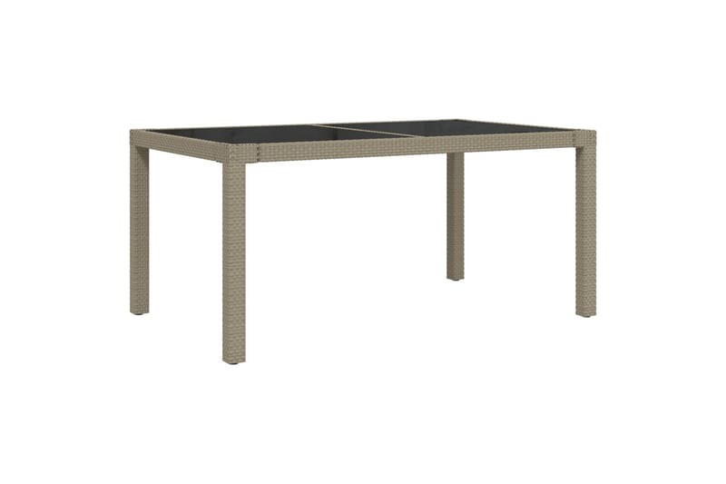 Hagebord 150x90x75 cm herdet glass og polyrotting beige - Beige - Hagemøbler - Hagebord - Spisebord ute
