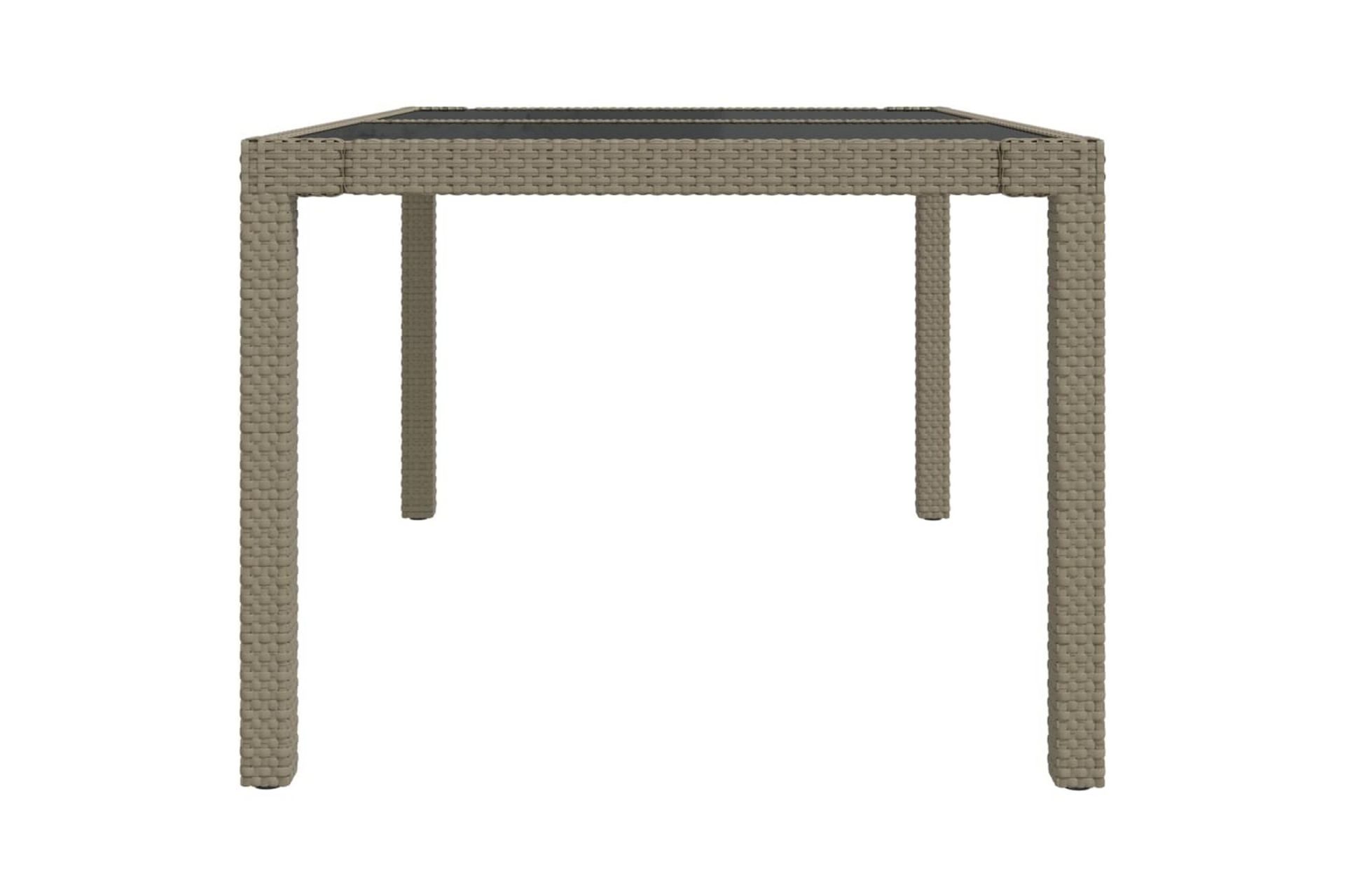Hagebord 150x90x75 cm herdet glass og polyrotting beige - Beige - Hagemøbler - Hagebord - Spisebord ute