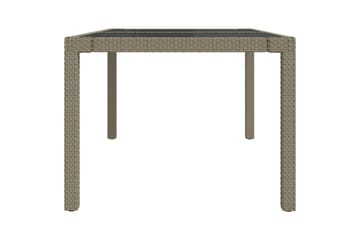 Hagebord 150x90x75 cm herdet glass og polyrotting beige - Beige - Hagemøbler - Hagebord - Spisebord ute