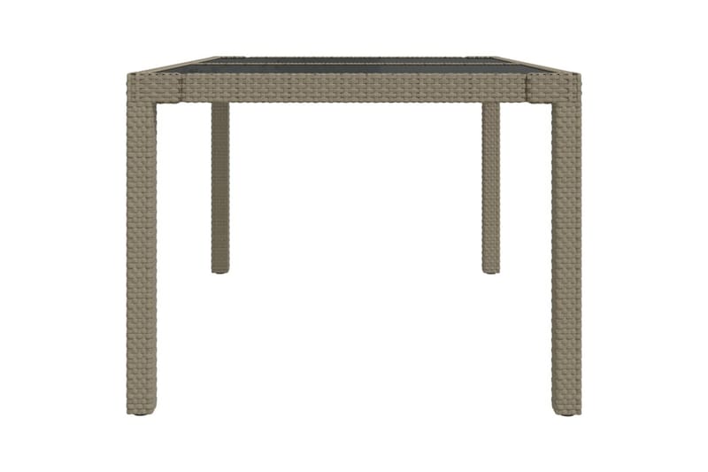 Hagebord 150x90x75 cm herdet glass og polyrotting beige - Beige - Hagemøbler - Hagebord - Spisebord ute