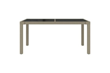 Hagebord 150x90x75 cm herdet glass og polyrotting beige - Beige - Hagemøbler - Hagebord - Spisebord ute