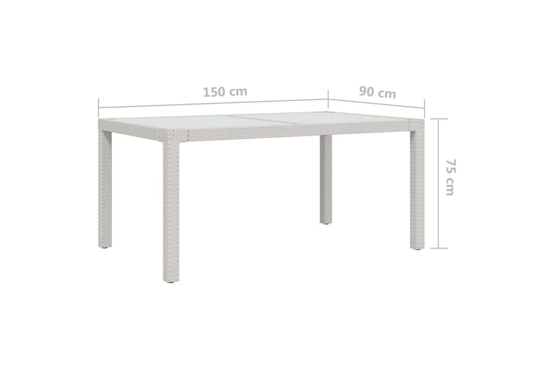 Hagebord 150x90x75 cm herdet glass og polyrotting hvit - Hvit - Spisebord ute