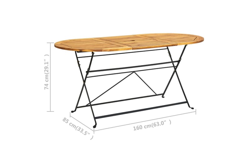 Hagebord 160x85x74 cm heltre akasie oval - Brun - Hagemøbler - Hagebord - Spisebord ute