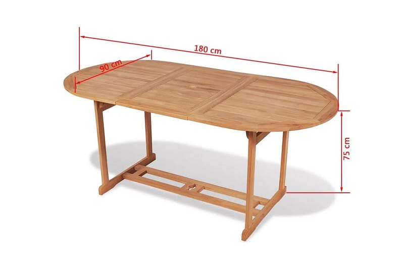 Hagebord 180x90x75 cm heltre teak - Teak - Hagemøbler - Hagebord - Spisebord ute